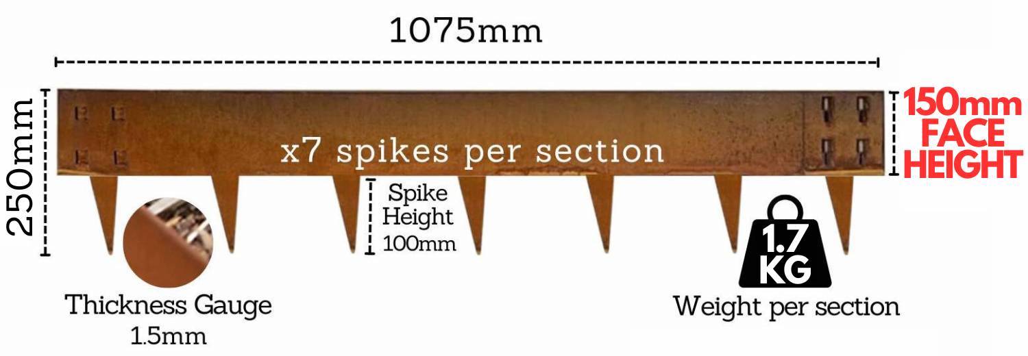 Corten Steel Garden Edge: 150mm Face Height (per m): image 4