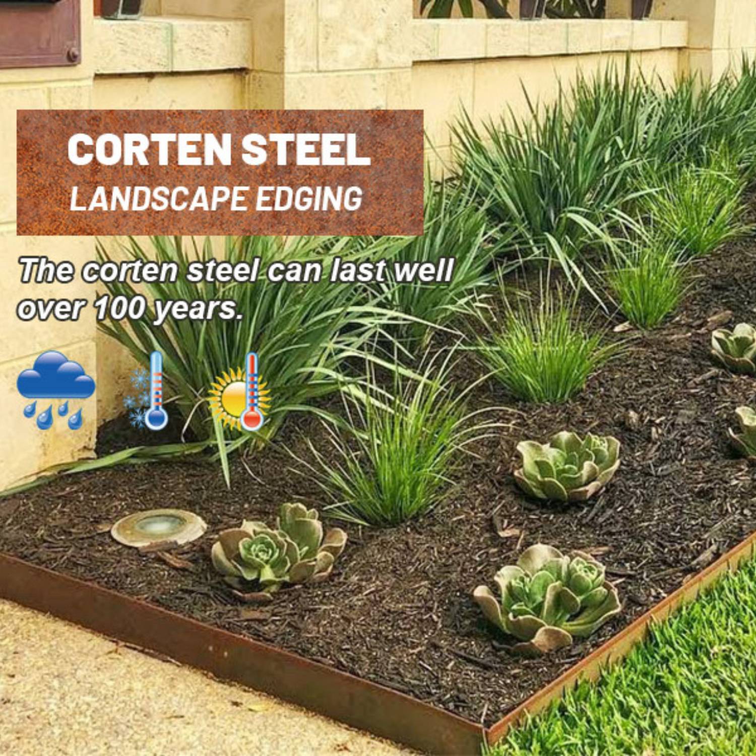 Corten Steel Garden Edge: 150mm Face Height (per m): image 9